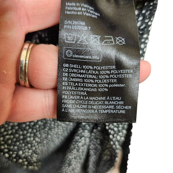 H&M Womens Size 14 Blouse Black White Button Front Collared Curved Hem - Picture 14 of 15